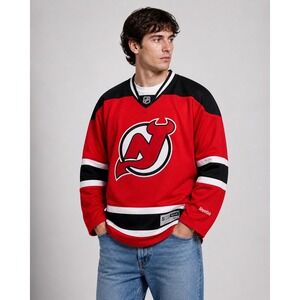 Reebok New Jersey Devils NHL‎ Hockey Jersey Mens Medium Red Black White Blank